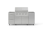 NewAge Outdoor Kitchens Outdoor Grill Island Stainless-Steel 5-Piece Cabinet Set with Casters 1 Door, 3 Drawer, Grill Cabinet and Performance Grill - (Liquid Propane) 