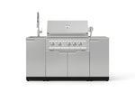 NewAge Outdoor Kitchens Outdoor Grill Island Stainless-Steel 5-Piece Cabinet Set with Sink, 1 Door, Grill Cabinet, Platinum Grill and Stainless Steel Countertop-75385-Garage Giant 