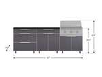 NewAge Outdoor Kitchens Aluminum 5-Piece Cabinet Set With Casters and 3 Drawer, Bar, Grill Cabinet, Performance Grill, Countertop-72567-Garage Giant 