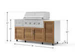 NewAge Outdoor Kitchens Outdoor Grill Island Stainless-Steel Louvered Doors 6-Piece Cabinet Set with Casters and 1-Door, Grill Cabinet, Performance Grill, Side Burner and Dekton in Aeris Countertop - (Liquid Propane) 