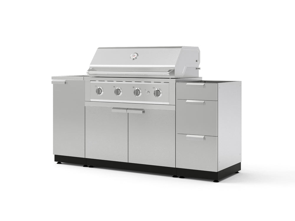NewAge Outdoor Kitchens Outdoor Grill Island Stainless-Steel 5-Piece Cabinet Set with Sink, 3 Drawer, Grill Cabinet, Performance Grill and Stainless Steel Countertop - (Natural Gas) | Garage Giant