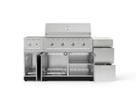 NewAge Outdoor Kitchens Outdoor Grill Island Stainless-Steel 6-Piece Cabinet Set with 3-Drawer, Grill Cabinet, Performance Grill, Side Burner and Dekton in Aeris Countertop - (Natural Gas) 