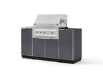 NewAge Outdoor Kitchens Outdoor Grill Island Aluminum 5-Piece Cabinet Set with Sink, 1 Door, Grill Cabinet, Platinum Grill and Stainless Steel Countertop - (Liquid Propane) | Garage Giant 