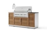 NewAge Outdoor Kitchens Outdoor Grill Island Stainless-Steel 5-Piece Cabinet Set with Sink, 1 Door, Grill Cabinet, Platinum Grill and Stainless Steel Countertop - (Natural Gas) | Garage Giant 