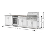 NewAge Outdoor Kitchens Stainless Steel 6-Piece Cabinet Set with Sink, Bar, Grill Cabinet, Performance Grill, Countertop and Glass Door Fridge-73845-Garage Giant 