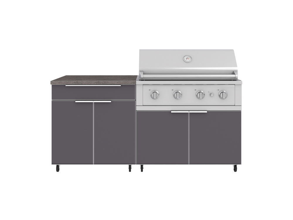 NewAge Outdoor Kitchens Aluminum 4-Piece Cabinet Set with Casters and Bar, Grill Cabinet, Performance Grill, and Countertop-72272-Garage Giant