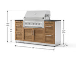 NewAge Outdoor Kitchens Outdoor Grill Island Stainless-Steel Louvered Doors 6-Piece Cabinet Set with 3 Drawers, Grill Cabinet, Platinum Grill and Dekton in Sirius Countertops - (Liquid Propane) 