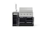 NewAge Outdoor Kitchens Outdoor Grill Island Aluminum 3-Piece Cabinet Set with Sink, Grill Cabinet and Performance Grill-75334-Garage Giant 
