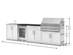 NewAge Outdoor Kitchens Stainless Steel 6-Piece Cabinet Set with Sink, Bar, Grill Cabinet, Platinum Grill, Countertop and Glass Door Fridge-73781-Garage Giant 