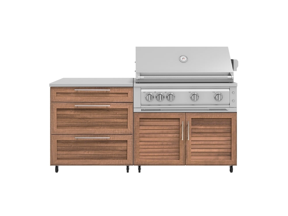 NewAge Outdoor Kitchens Stainless Steel 4-Piece Cabinet set with Casters and 3 Drawer, Grill Cabinet, Platinum Grill, Countertop-72230-Garage Giant