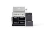NewAge Outdoor Kitchens Outdoor Grill Island Aluminum 4-Piece Cabinet Set with 3-Drawer, Grill Cabinet, Platinum Grill and Dekton in Aeris Countertop - (Liquid Propane) 