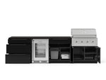NewAge Outdoor Kitchens Aluminum 7-Piece Cabinet Set with 3-Drawer, Bar, Grill Cabinet, Performance Grill, Countertops and Glass Door Fridge-73582-Garage Giant 
