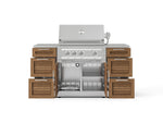 NewAge Outdoor Kitchens Outdoor Grill Island Stainless-Steel Louvered Doors 6-Piece Cabinet Set with 3 Drawers, Grill Cabinet, Platinum Grill and Countertops 