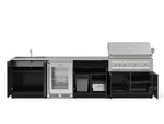 NewAge Outdoor Kitchens Aluminum 6-Piece Cabinet Set with Sink, Bar, Grill Cabinet, Platinum Grill, Countertop and Glass Door Fridge-71496-Garage Giant 