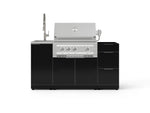 NewAge Outdoor Kitchens Outdoor Grill Island Aluminum 5-Piece Cabinet Set with Sink, 3 Drawer, Grill Cabinet, Platinum Grill and Stainless Steel Countertop - (Natural Gas) 