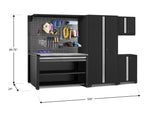 NewAge Garage Cabinets Pro Series 5-Piece Cabinet Set with Base, Wall Cabinet, Locker, 62 in. Workstation, and Pegboard Accessories Kit-32637-Garage Giant 
