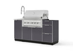 NewAge Outdoor Kitchens Outdoor Grill Island Aluminum 5-Piece Cabinet Set with Sink, 3 Drawer, Grill Cabinet, Platinum Grill and Stainless Steel Countertop - (Natural Gas) | Garage Giant 
