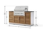 NewAge Outdoor Kitchens Outdoor Grill Island Stainless-Steel Louvered Doors 6-Piece Cabinet Set with 1 Door, 3 Drawer, Grill Cabinet, Platinum Grill and Dekton in Sirius Countertops - (Natural Gas) 