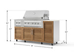 NewAge Outdoor Kitchens Outdoor Grill Island Stainless-Steel Louvered Doors 6-Piece Cabinet Set with Casters and 1-Door, Grill Cabinet, Platinum Grill, Dual Side Burner and Dekton in Aeris Countertop - (Liquid Propane) 