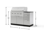 NewAge Outdoor Kitchens Outdoor Grill Island Stainless-Steel 4-Piece Cabinet Set with 3-Drawer, Grill Cabinet, Performance Grill and Dekton in Sirius Countertop - (Natural Gas) 