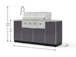 NewAge Outdoor Kitchens Outdoor Grill Island Aluminum 5-Piece Cabinet Set with Sink, 1 Door, Grill Cabinet, Performance Grill and Stainless Steel Countertop-75371-Garage Giant 