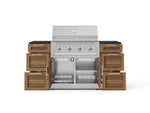 NewAge Outdoor Kitchens Outdoor Grill Island Stainless-Steel Louvered Doors 6-Piece Cabinet Set with 3 Drawers, Grill Cabinet, Performance Grill and Dekton in Sirius Countertops - (Natural Gas) 