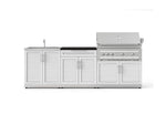 NewAge Outdoor Kitchens Stainless-Steel 5-Piece Cabinet Set with Bar, Sink, Grill Cabinet, Platinum Grill, and Countertop-73407-Garage Giant 