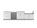 NewAge Outdoor Kitchens Stainless Steel 4-Piece Cabinet Set with 3-Drawer, Bar, Grill Cabinet, and Stainless Steel Door Fridge-71412-Garage Giant 