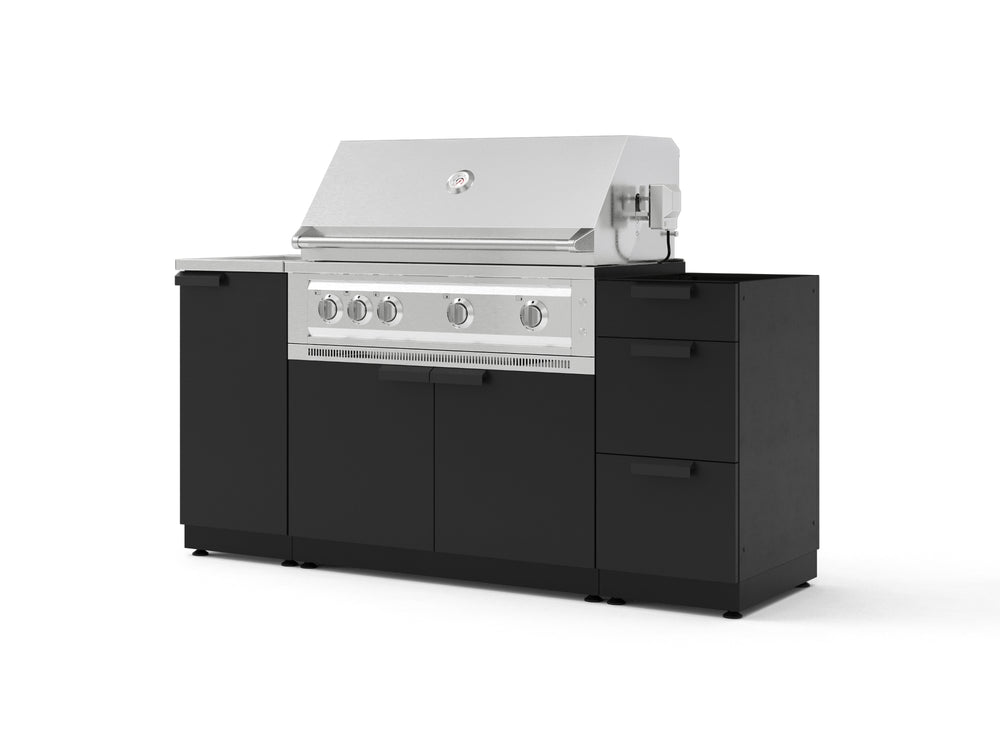 NewAge Outdoor Kitchens Outdoor Grill Island Stainless-Steel 5-Piece Cabinet Set with Sink, 3 Drawer, Grill Cabinet, Platinum Grill and Stainless Steel Countertop - (Natural Gas) | Garage Giant