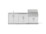 NewAge Outdoor Kitchens Stainless-Steel 5-Piece Cabinet Set with Bar, Sink, Grill Cabinet, Performance Grill, and Countertop-73432-Garage Giant 