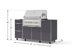 NewAge Outdoor Kitchens Outdoor Grill Island Aluminum 5-Piece Cabinet Set with Casters 1 Door, 3 Drawer, Grill Cabinet and Platinum Grill - (Liquid Propane) 