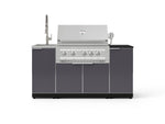 NewAge Outdoor Kitchens Outdoor Grill Island Aluminum 5-Piece Cabinet Set with Sink, 1 Door, Grill Cabinet, Platinum Grill and Stainless Steel Countertop - (Liquid Propane) 