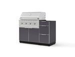 NewAge Outdoor Kitchens Outdoor Grill Island Aluminum 4-Piece Cabinet Set with 3-Drawer, Grill Cabinet, Performance Grill and Countertop - (Natural Gas) | Garage Giant 