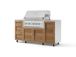 NewAge Outdoor Kitchens Outdoor Grill Island Stainless-Steel Louvered Doors 6-Piece Cabinet Set with Casters 1 Door, 3 Drawer, Grill Cabinet, Platinum Grill, Countertops | 74924 