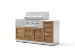 NewAge Outdoor Kitchens Outdoor Grill Island Stainless-Steel Louvered Doors 6-Piece Cabinet Set with 3-Drawer, Grill Cabinet, Performance Grill, Side Burner and Dekton in Aeris Countertop - (Liquid Propane) | Garage Giant 