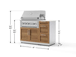 NewAge Outdoor Kitchens Outdoor Grill Island Stainless-Steel Louvered Doors 4-Piece Cabinet Set with 3-Drawer, Grill Cabinet, Platinum Grill and Dekton in Aeris Countertop - (Natural Gas) 