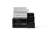 NewAge Outdoor Kitchens Outdoor Grill Island Aluminum 4-Piece Cabinet Set with 3-Drawer, Grill Cabinet, Platinum Grill and Dekton in Sirius Countertop - (Natural Gas) 