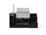 NewAge Outdoor Kitchens Outdoor Grill Island Aluminum 5-Piece Cabinet Set with Sink, 3 Drawer, Grill Cabinet, Performance Grill and Stainless Steel Countertop - (Natural Gas) 