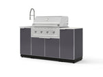 NewAge Outdoor Kitchens Outdoor Grill Island Aluminum 5-Piece Cabinet Set with Sink, 1 Door, Grill Cabinet, Performance Grill and Stainless Steel Countertop - (Liquid Propane) | Garage Giant 
