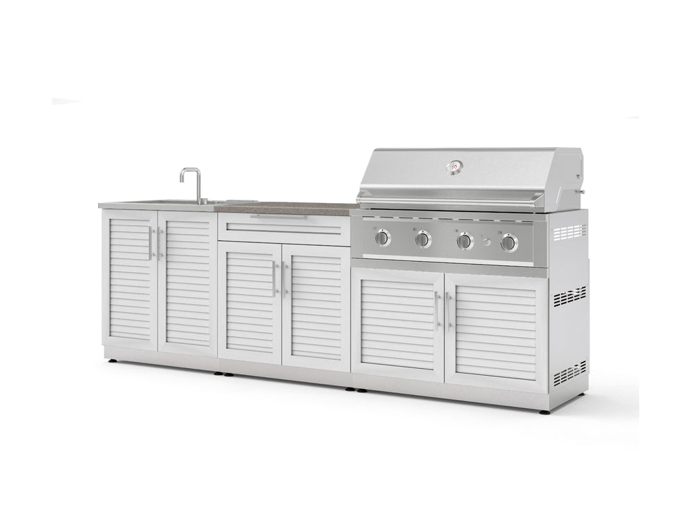 NewAge Outdoor Kitchens Stainless-Steel 5-Piece Cabinet Set with Bar, Sink, Grill Cabinet, Performance Grill, and Countertop-73434-Garage Giant