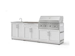 NewAge Outdoor Kitchens Stainless-Steel 5-Piece Cabinet Set with Bar, Sink, Grill Cabinet, Performance Grill, and Countertop-73434-Garage Giant 