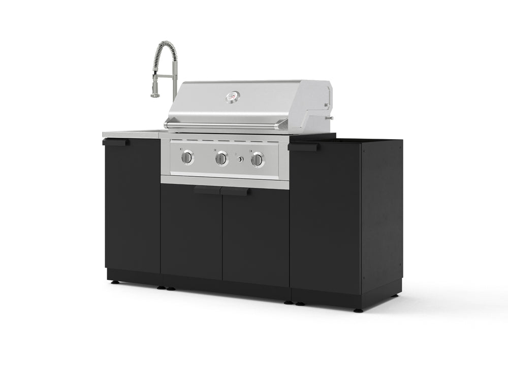 NewAge Outdoor Kitchens Outdoor Grill Island Stainless-Steel 5-Piece Cabinet Set with Sink, 1 Door, Grill Cabinet, Performance Grill and Stainless Steel Countertop - (Liquid Propane) | Garage Giant