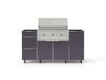 NewAge Outdoor Kitchens Outdoor Grill Island Aluminum 5-Piece Cabinet Set with Casters 1 Door, 3 Drawer, Grill Cabinet and Performance Grill - (Liquid Propane) 