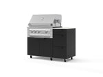 NewAge Outdoor Kitchens Outdoor Grill Island Stainless-Steel 4-Piece Cabinet Set with Casters and 3-Drawer, Grill Cabinet, Platinum Grill and Dekton in Aeris Countertop - (Liquid Propane) | Garage Giant 
