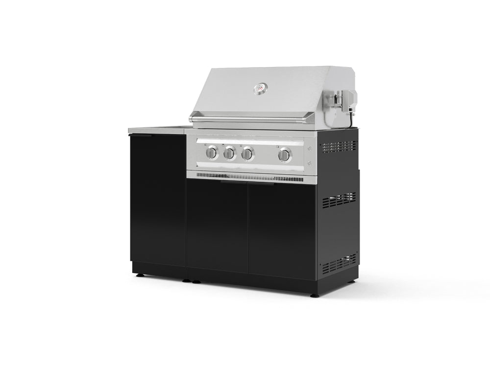 NewAge Outdoor Kitchens Outdoor Grill Island Aluminum 3-Piece Cabinet Set with Sink, Grill Cabinet, and Platinum Grill | 76306