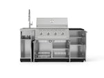 NewAge Outdoor Kitchens Outdoor Grill Island Stainless-Steel 5-Piece Cabinet Set with Sink, 1 Door, Grill Cabinet, Performance Grill and Stainless Steel Countertop - (Liquid Propane) 
