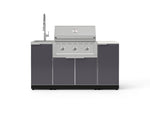 NewAge Outdoor Kitchens Outdoor Grill Island Aluminum 5-Piece Cabinet Set with Sink, 1 Door, Grill Cabinet, Performance Grill and Stainless Steel Countertop - (Natural Gas) 