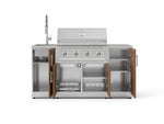 NewAge Outdoor Kitchens Outdoor Grill Island Stainless-Steel Louvered Doors 5-Piece Cabinet Set with Sink, 1 Door, Grill Cabinet, Performance Grill and Stainless Steel Countertop 