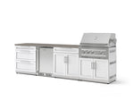 NewAge Outdoor Kitchens Stainless Steel 7-Piece Cabinet Set with 3-Drawer, Bar, Grill Cabinet, Platinum Grill, Countertop, and Stainless Steel Door Fridge-73695-Garage Giant 