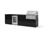 NewAge Outdoor Kitchens Aluminum 7-Piece Cabinet Set with 3-Drawer, Bar, Grill Cabinet, Platinum Grill, Countertops and Glass Door Fridge-73587-Garage Giant 